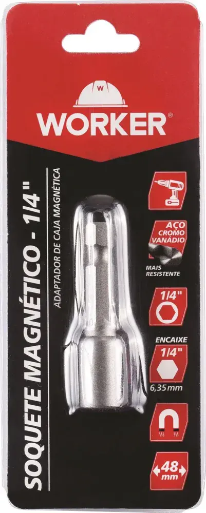 Soquete magnético sextavado encaixe 1/4 14X65MM Worker — fotografia 4