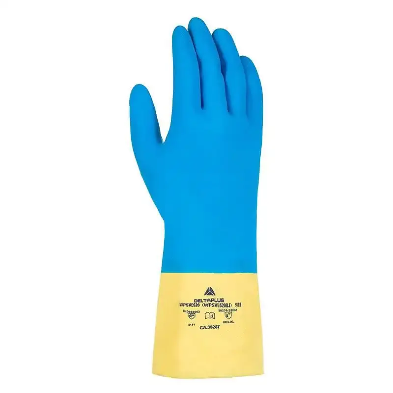 Luva de borracha latex para solvente bicolor banho de neopreme g 250 MM delta plus — fotografia 2