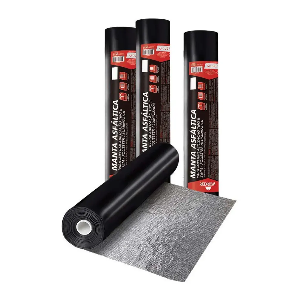 Manta asfáltica poliéster aluminizado rolo 1X10M 4MM tipo ii Worker — fotografia de referência