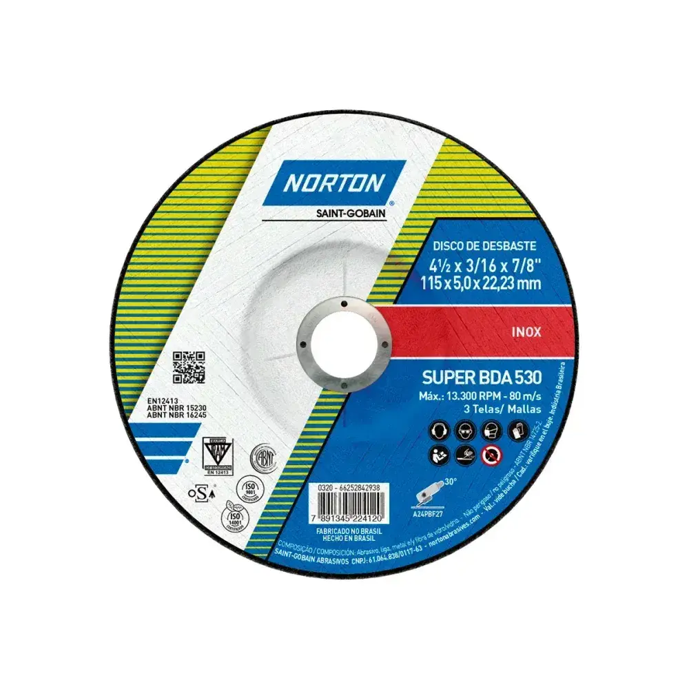 Disco de desbaste super inox BDA530 115X5,,23MM Norton — fotografia 3