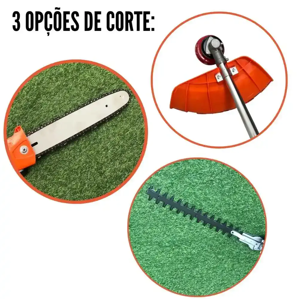 Roçadeira a gasolina multifuncional 63CC com podador cerca viva ImportWay — fotografia 5