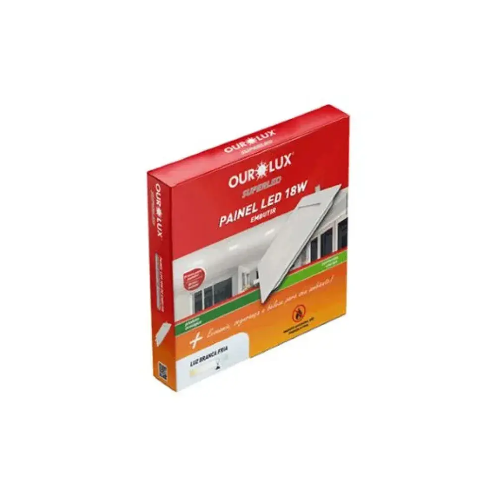 Painel led quadrado embutir 18W 2700K bivolt Ourolux — fotografia 2