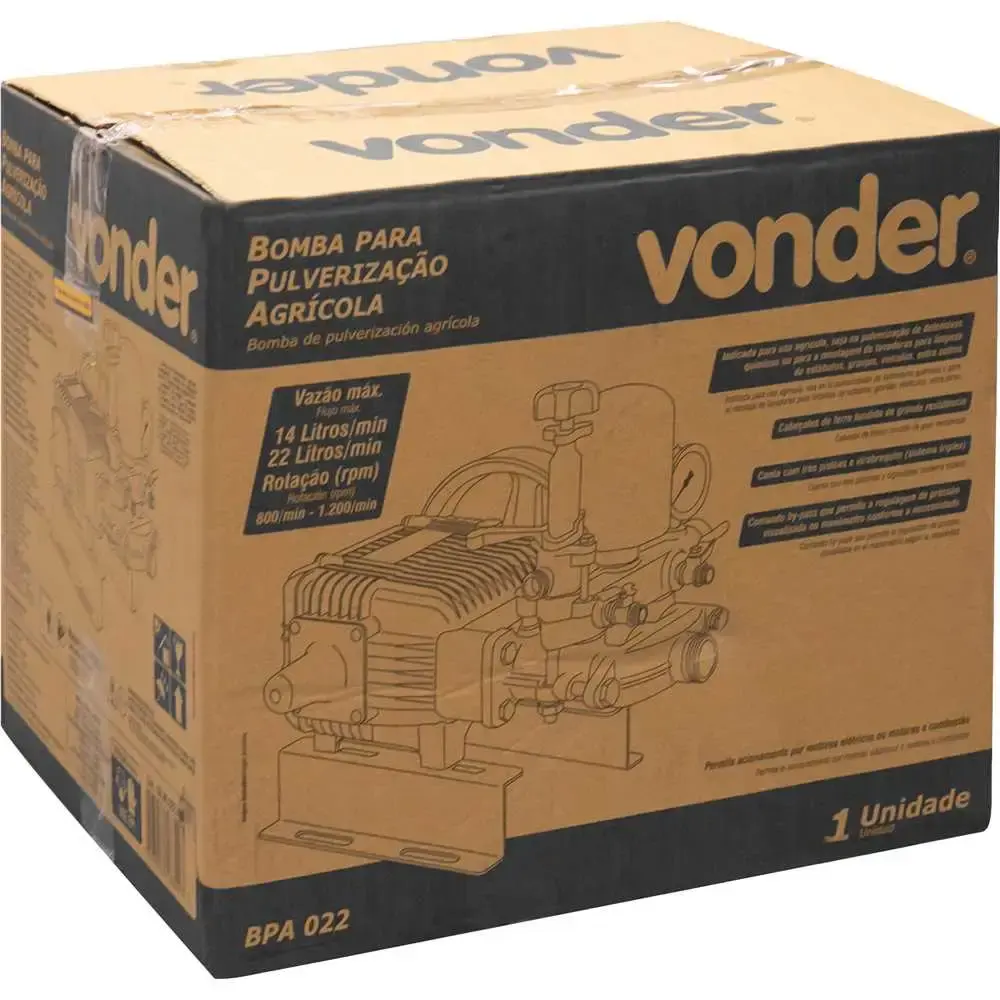 Bomba agrícola para pulverização 14-22 l/min sem motor BPA 022 Vonder — fotografia 7