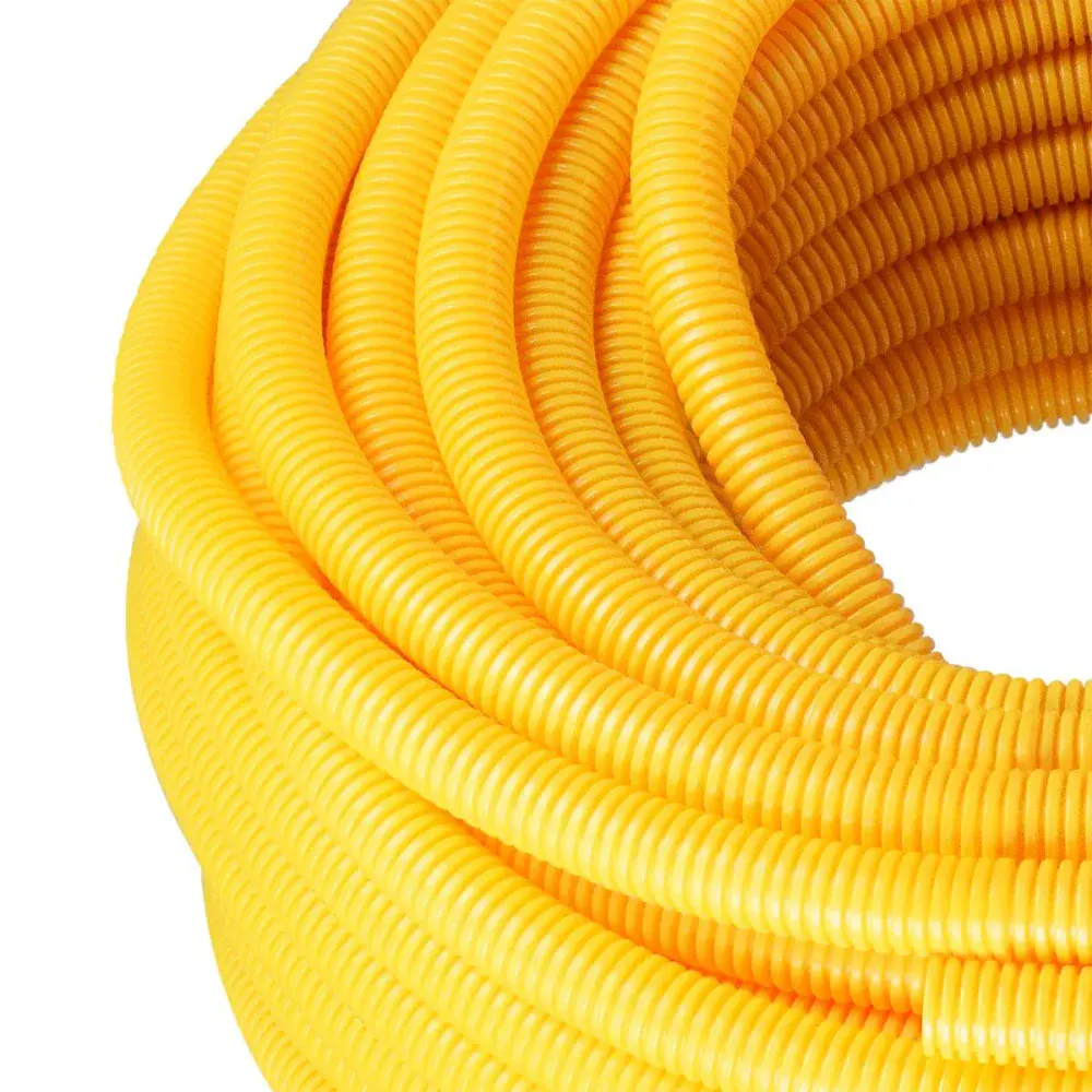 Eletroduto corrugado em pvc amarelo 25MMX50M Liege — fotografia 2