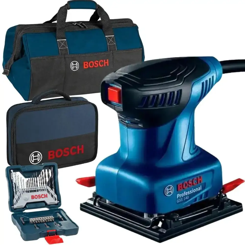 Lixadeira orbital GSS140 e kit de brocas 33 peças com bolsa mini e bolsa freedom concept Bosch 220 V — fotografia de referência