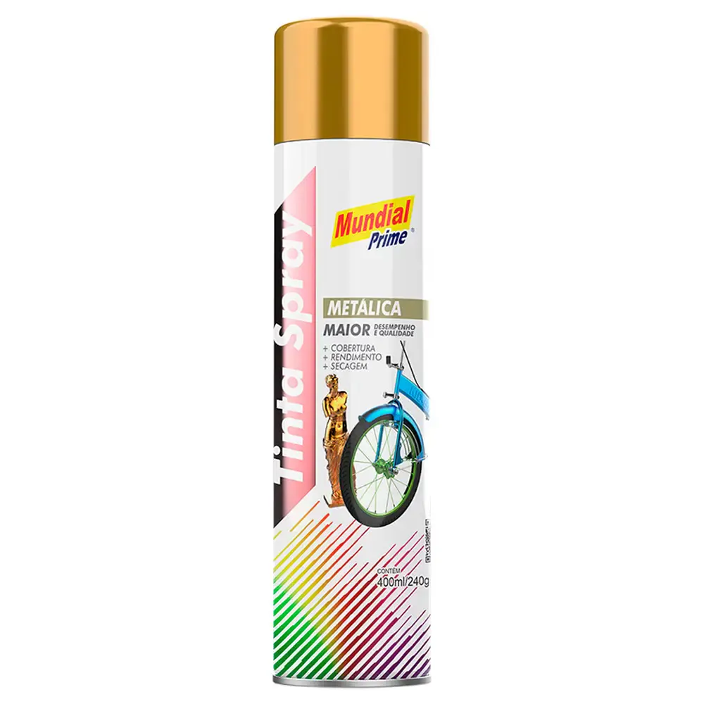 Tinta spray 400ML metálica dourado AE01000060 mundial prime — fotografia de referência