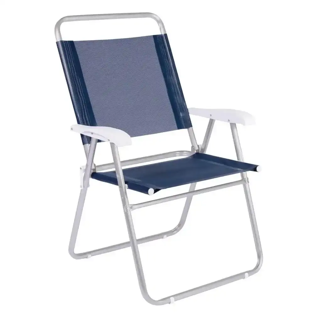 Cadeira de praia e piscina master plus alta em alumínio azul 002112MOR Mor — fotografia de referência