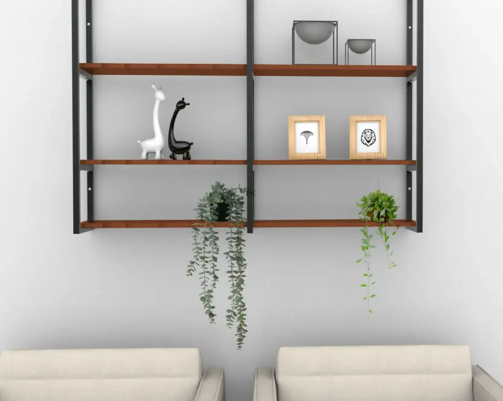 Prateleira industrial parede/teto com 3 prateleiras 120 x 20 cm avelã Brasforma — fotografia de referência
