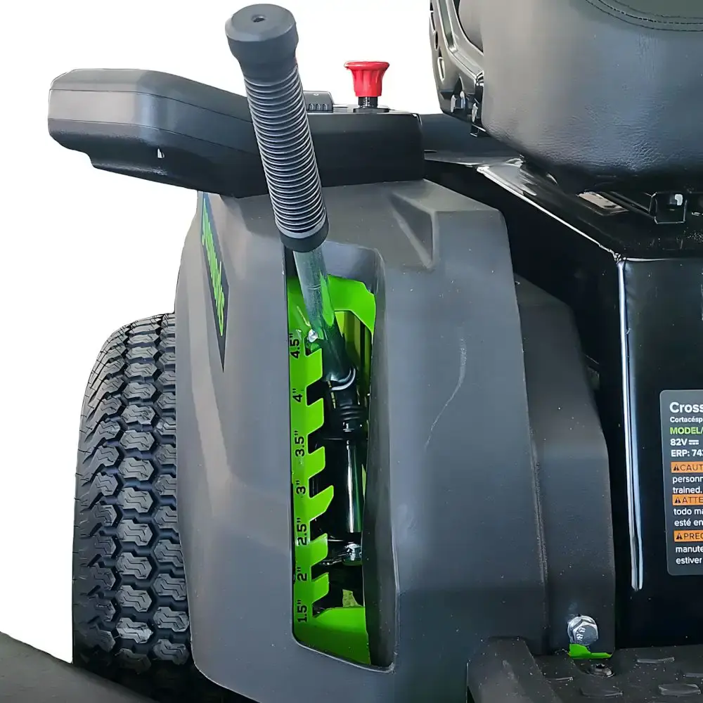 Trator cortador de grama a bateria 42 POL brushless 82V com 6 baterias 5.0AH e 3 carregadores Greenworks — fotografia 6
