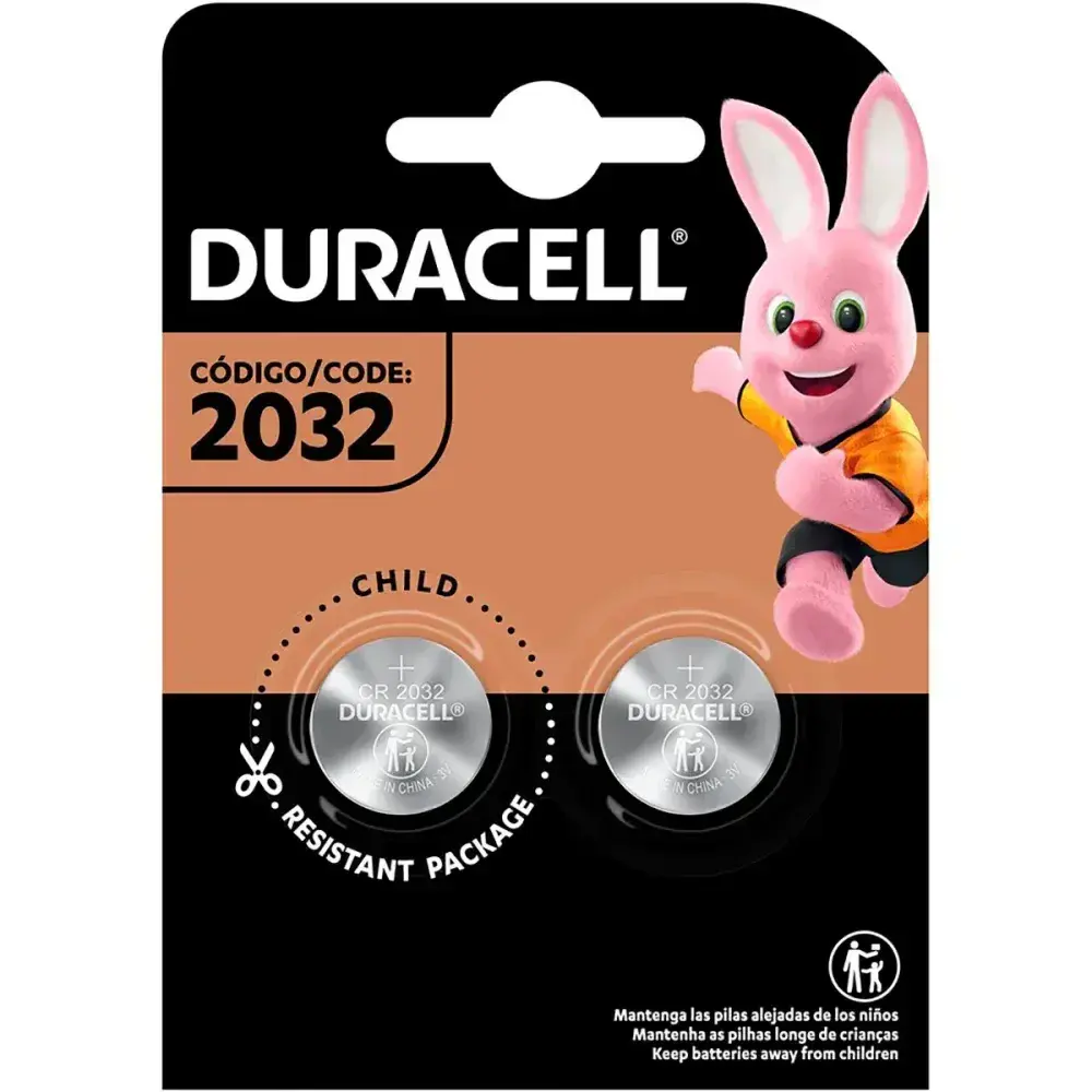 Bateria pilha moeda cr 2032 lithium 3V 2 peç Duracell — fotografia 2