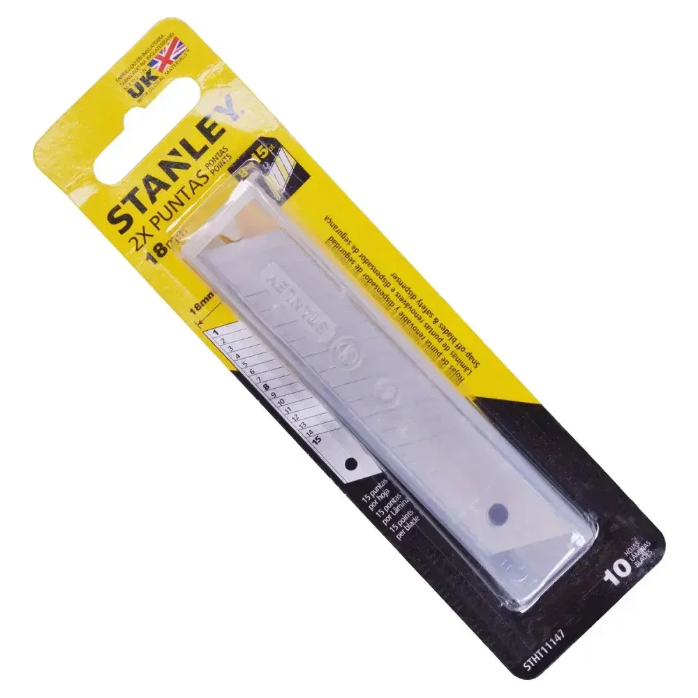 Jogo de lâminas para estilete 10 pçs retrátil 18MM Stanley — fotografia 6