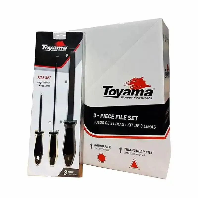 Jogo de limas redonda 3/16 POL triangular 10 MM e plana 200 MM com 3 peças 1999-029 Toyama