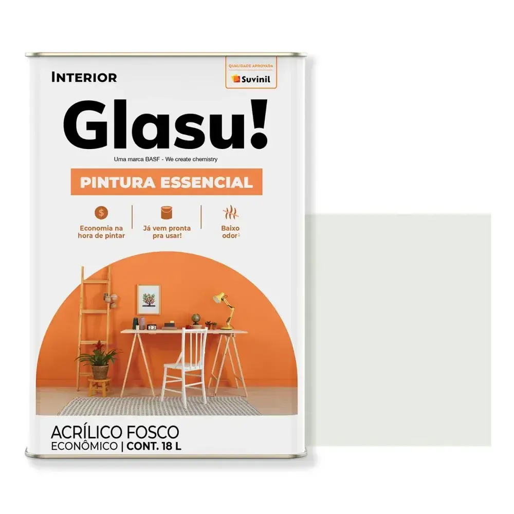 Tinta acrílica essencial fosco gelo 18L da suvinil glasu — fotografia 2