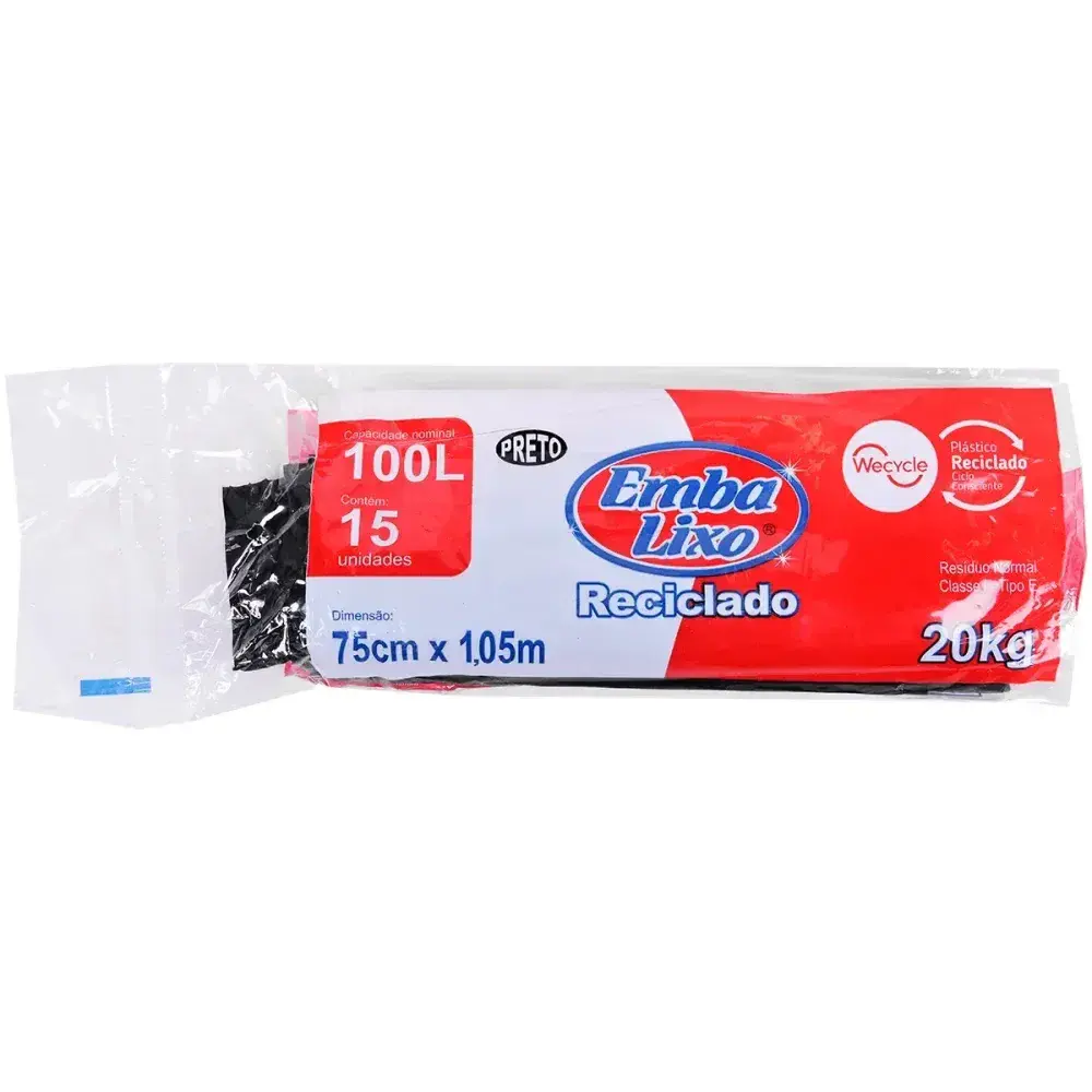 Saco de lixo rolo 100L preto 15 peç Embalixo — fotografia 4