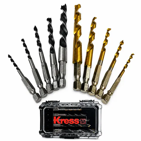 Jogo de brocas de 1/4 C/10 pçs p/ madeira e metal KA1138 - Kress