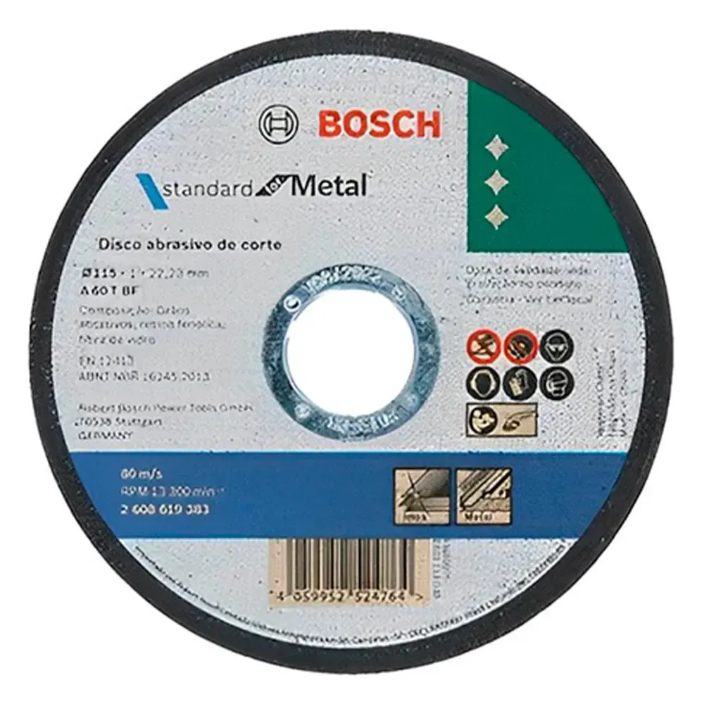 Disco de corte 115 MM x 1,0 MM standard for metal kit 50 peças Bosch — fotografia 2
