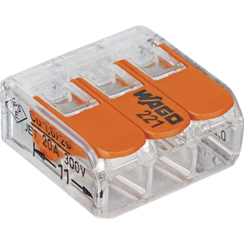 Conector emenda Wago 221 3 derivações 4MM 4 peç