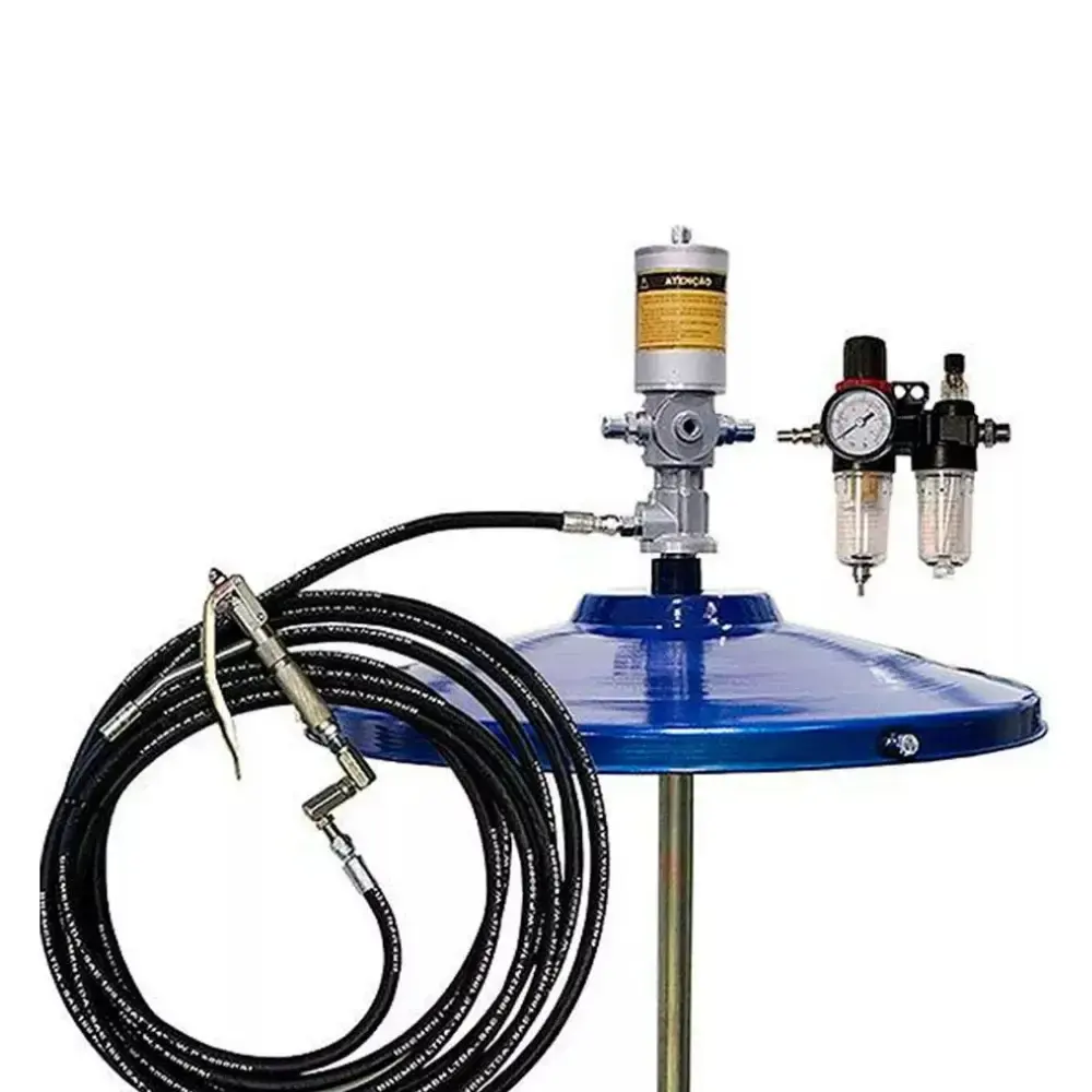 Bomba para graxa propulsora pneumática 200KG com tampa e mangueira 8971 Bremen — fotografia 4