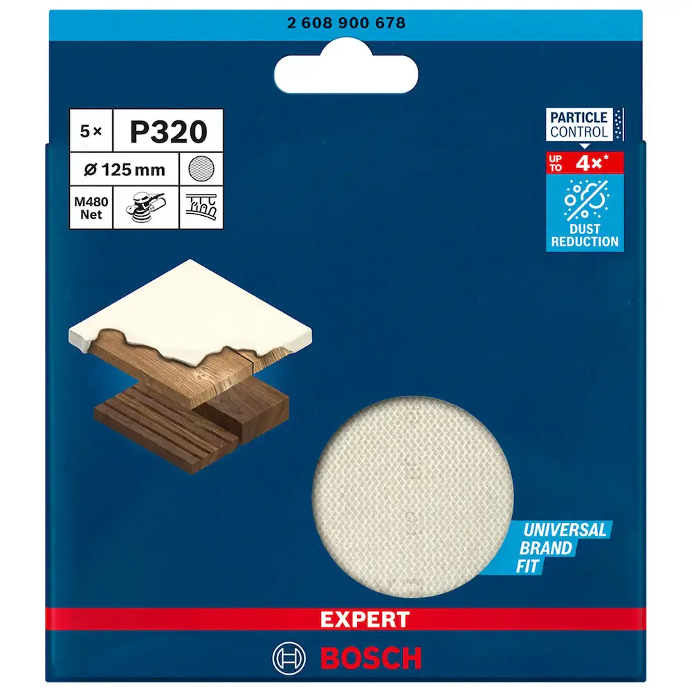 Disco de lixa expert M480 125 MM G320 com 5 peças Bosch — fotografia 3