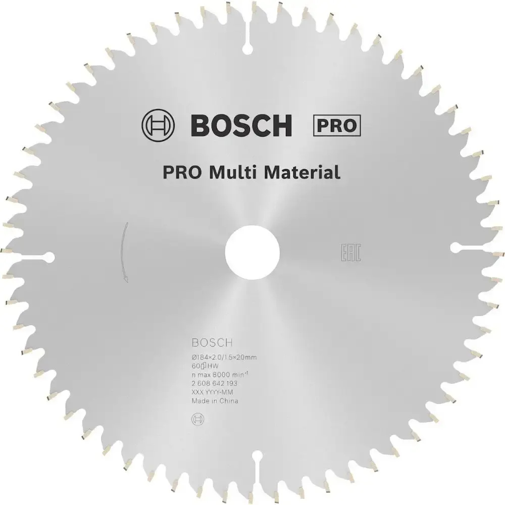 Disco de Corte Multimaterial 184 x 20 MM 60 Dentes BOSCH — fotografia de referência