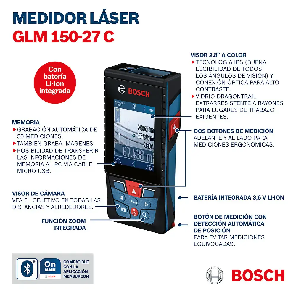 Medidor distância laser trena GLM 150-27 c bluetooth Bosch — fotografia 9