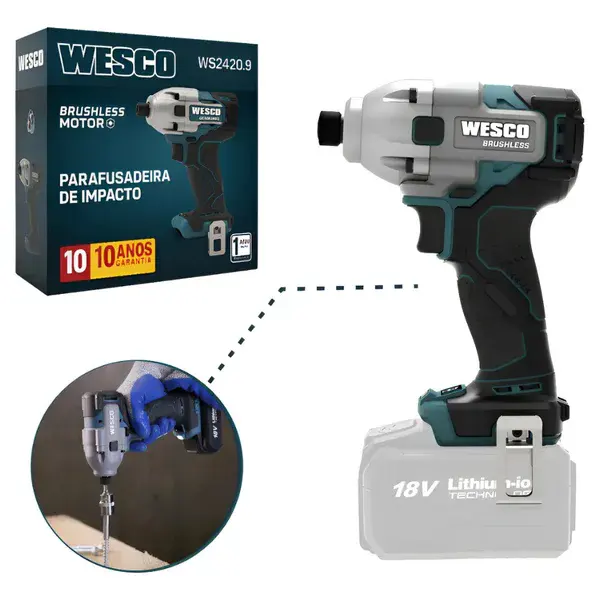 Parafusadeira de impacto brushless 18V WS2420.9 - Wesco — fotografia de referência