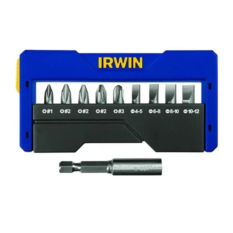 Jogo de bits phillips e fenda + extensor para parafusadeira com 10 peças 1865320 Irwin — fotografia de referência