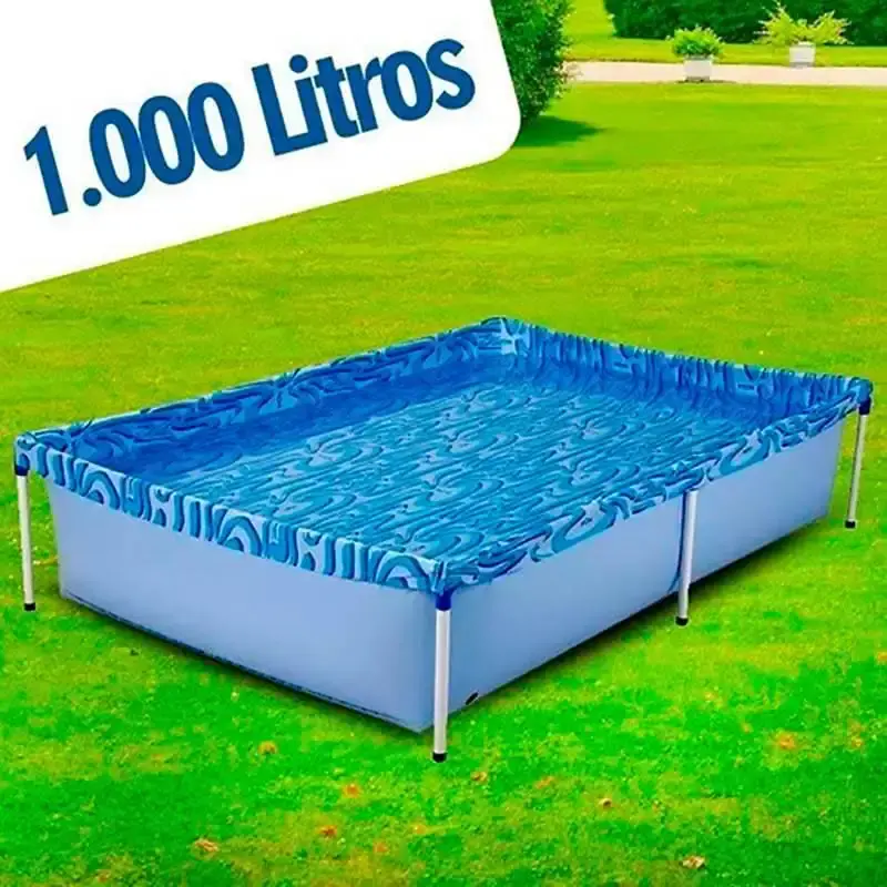 Piscina retangular 1000 litros de lona com armação 189X126X42 CM + 1 lança água bichinho Mor — fotografia 6