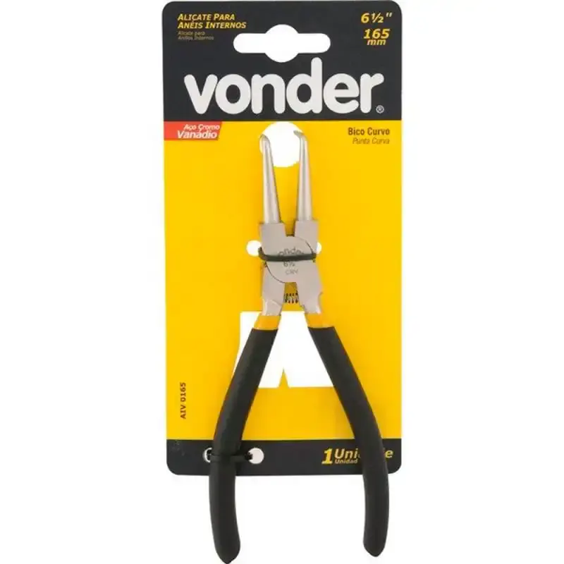 Alicate para anéis interno bico curvo 6.1/2 POL (165 mm) Vonder — fotografia 3