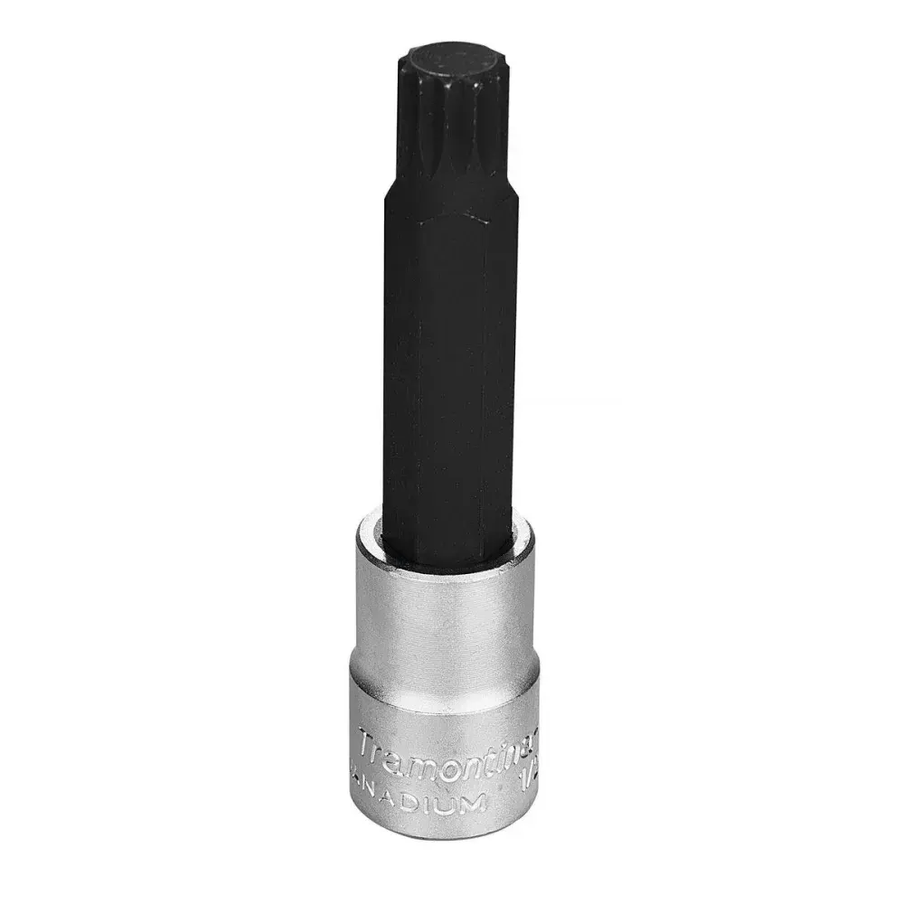 Soquete longo em aço cromo vanádio ponta multidentada 14 mm - encaixe 1/2 Tramontina 44865114 — fotografia de referência