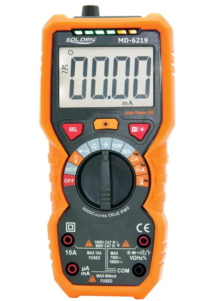 Multímetro digital MD-6219 ac/dc 10A autorange Solden — fotografia de referência