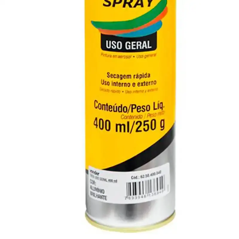 Tinta em spray 400 ML 250 GR alumínio brilhante Vonder — fotografia 3