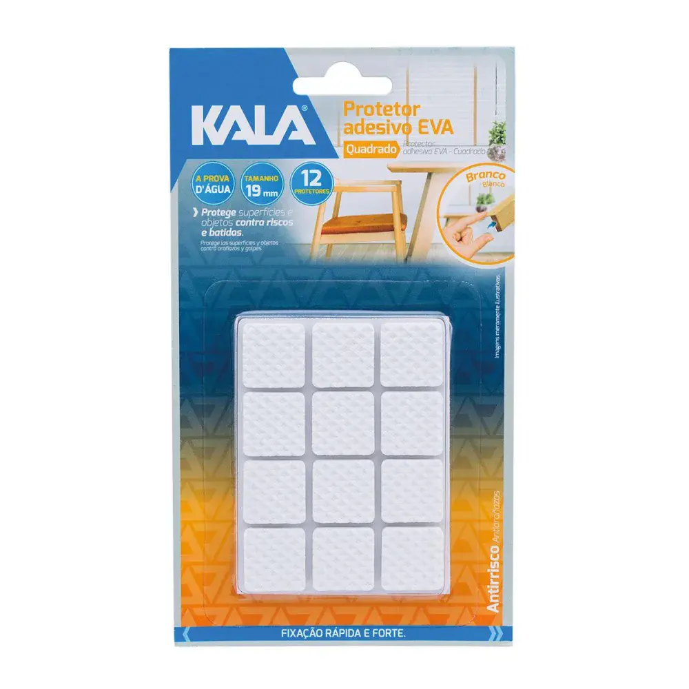 Protetor adesivo eva Kala branco quadrado 19MM 12 pcs — fotografia de referência