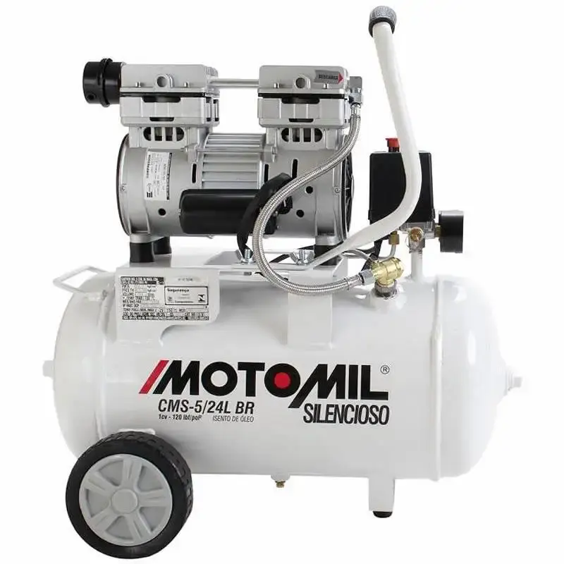 Compressor odontológico 5 pés 24L 120PSI silencioso CMS-5/24BR MotoMil 110 V — fotografia 4