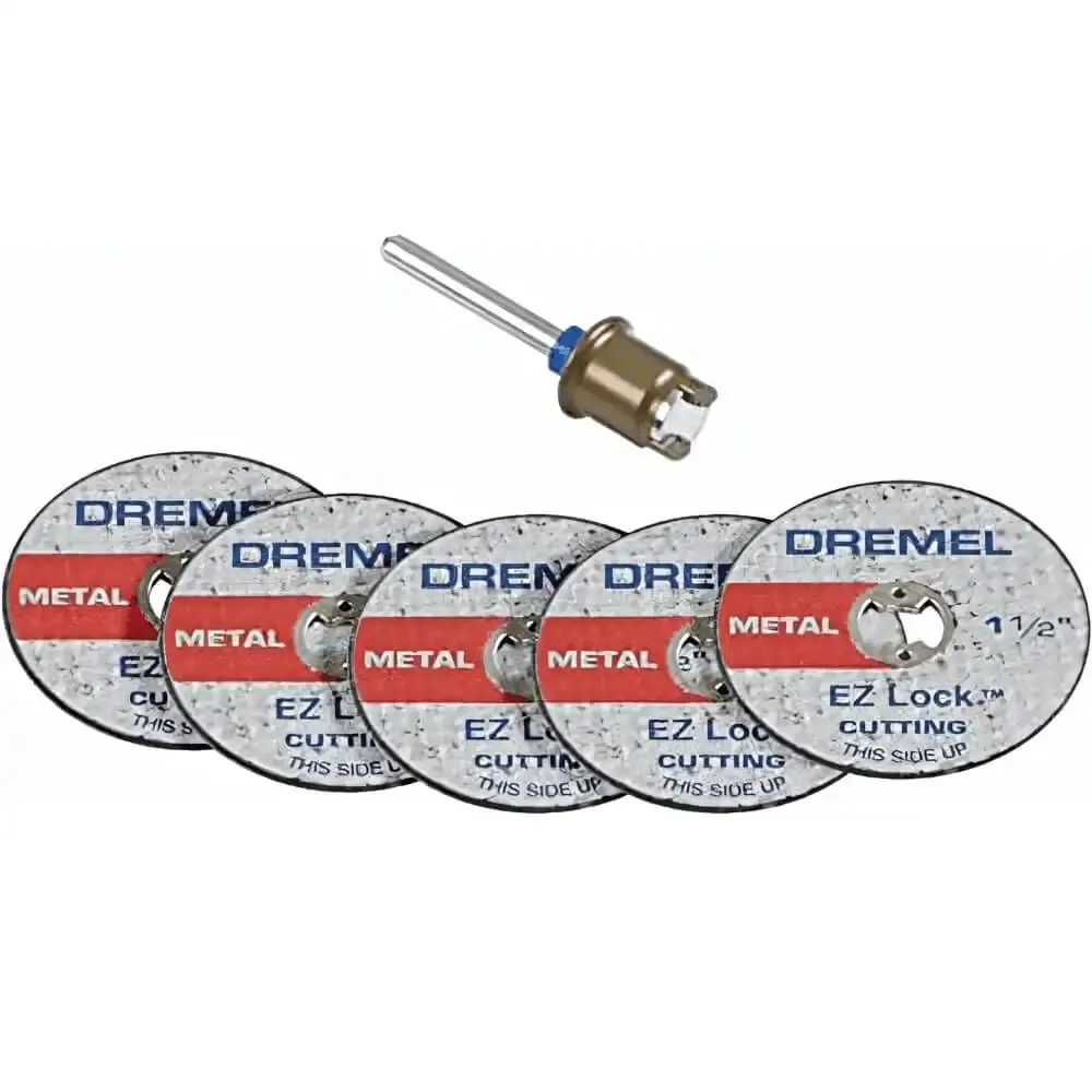 Mandril EZ lock EZ406-02 com 5 discos de corte 38MM para metal Dremel — fotografia de referência
