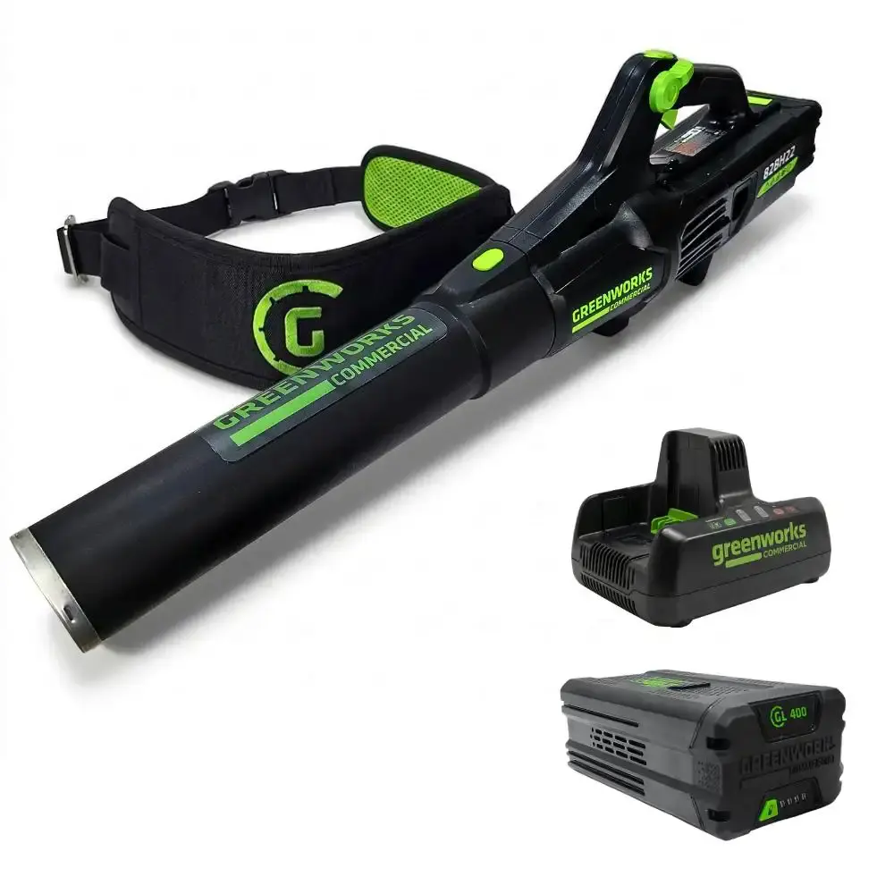 Soprador de folhas brushless 82V + bateria 4,0AH + carregador bivolt Greenworks — fotografia de referência
