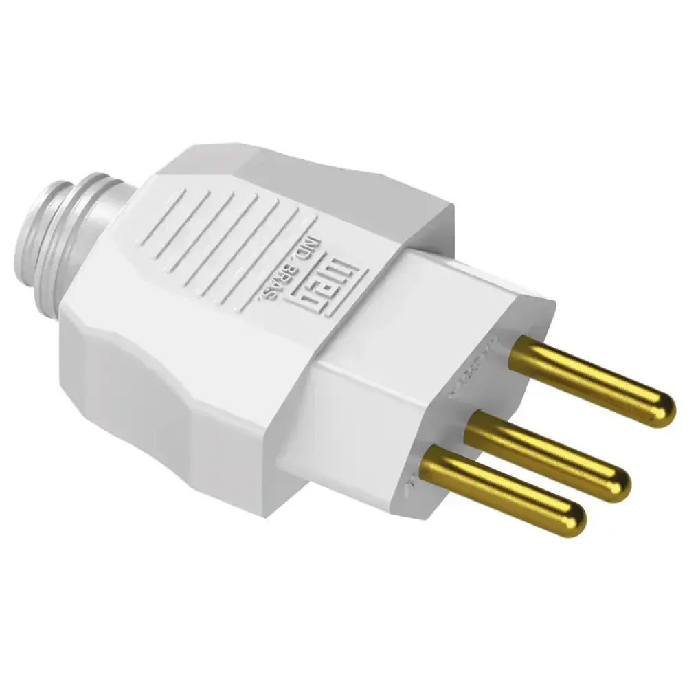 Plugue macho com 3 pinos 10A branco com 120 unidades WEG — fotografia de referência