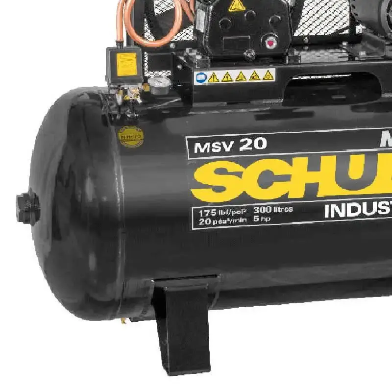 Compressor de ar 5,0 HP 20 pés 300 litros trifásico max MSV 20/300 Schulz — fotografia 3
