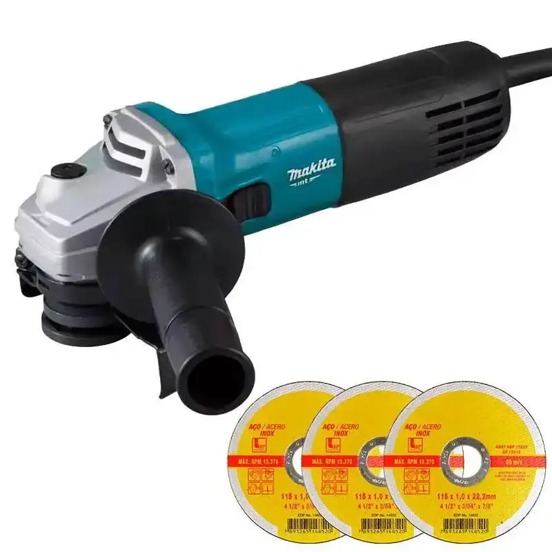 Esmerilhadeira angular 4.1/2 POL 720W profissional M9507B Makita MT + kit discos 110 V — fotografia de referência