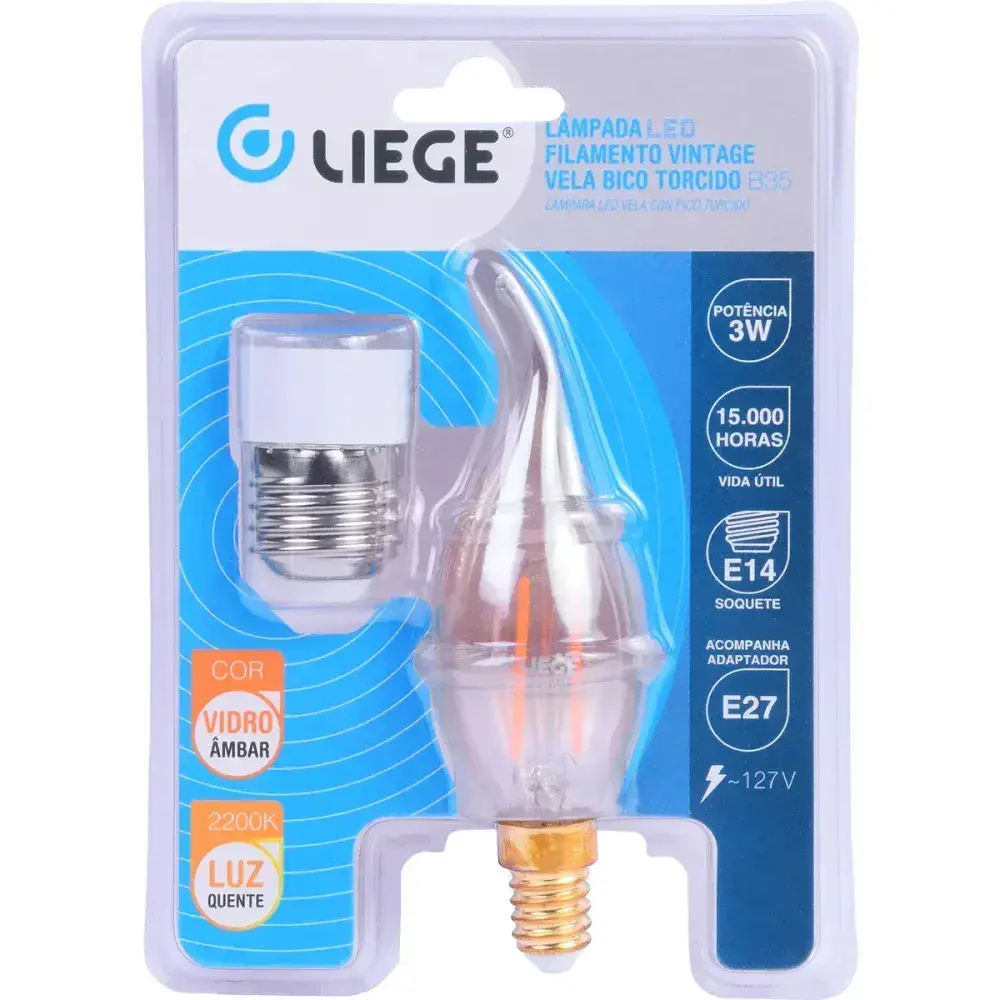 Lâmpada de led vintage vela torcida B35 E14 3W 127V Liege — fotografia 10