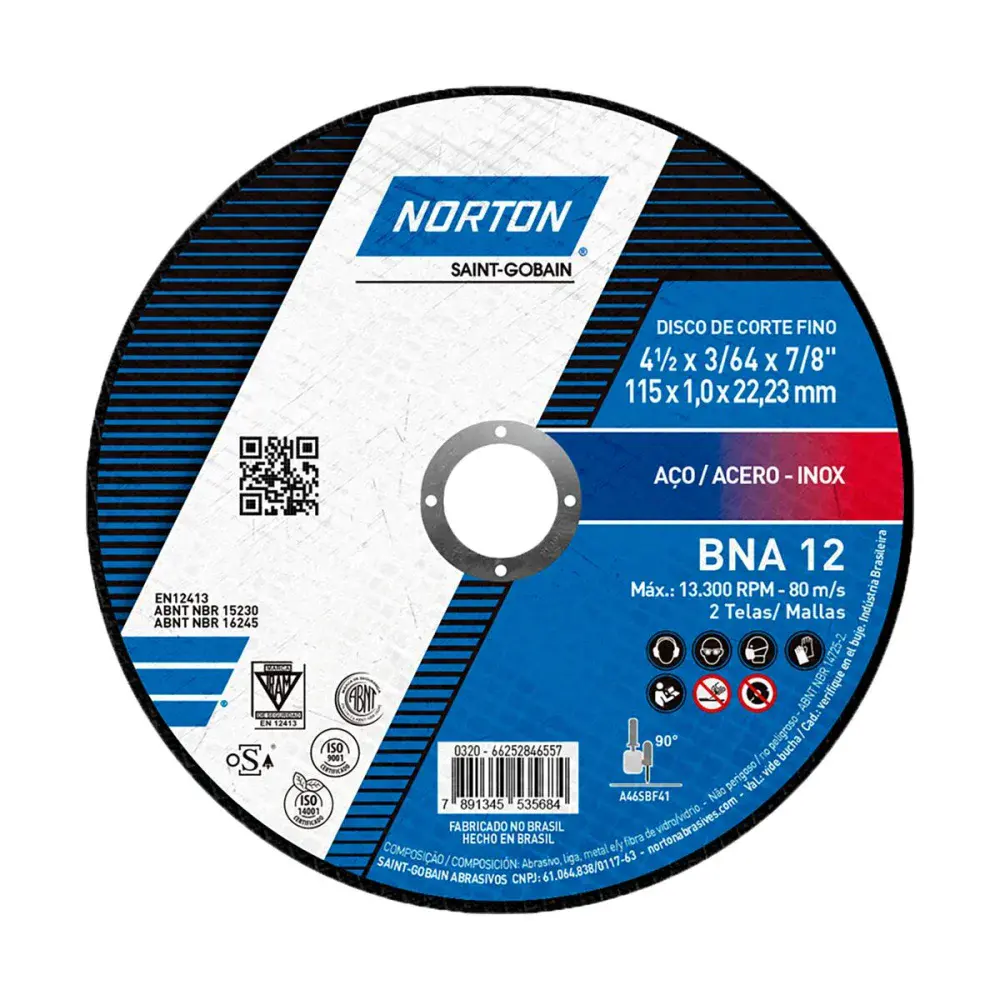Disco de corte linha azul bna 12 115X1,,23MM Norton — fotografia de referência