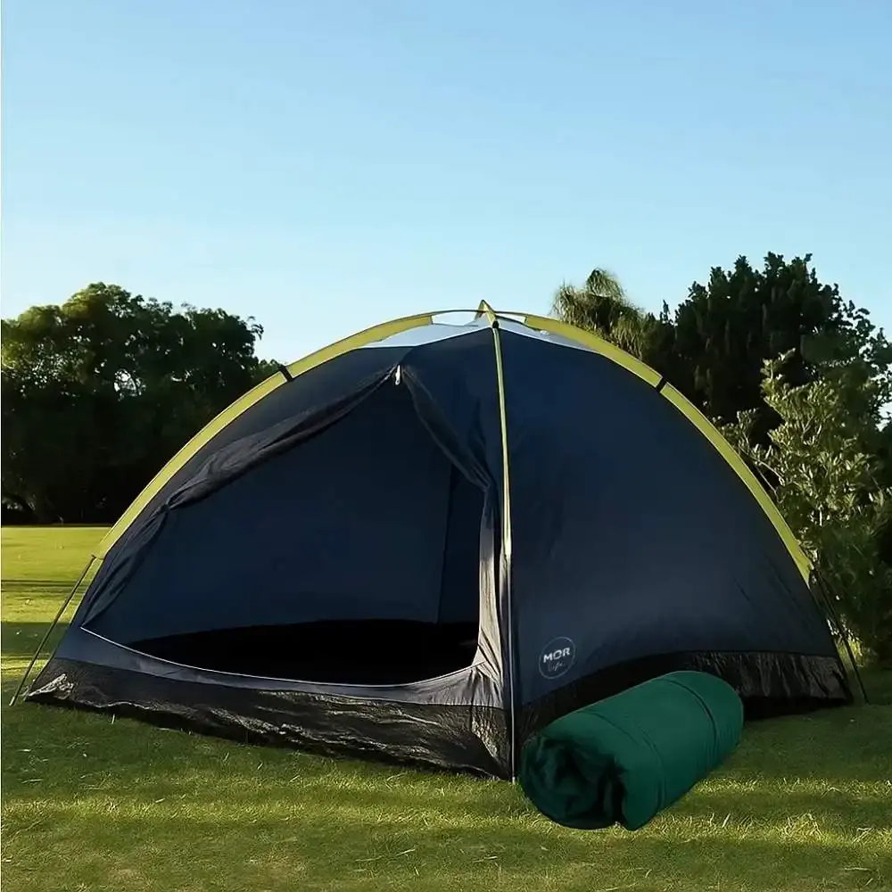 Barraca iglu para camping azul 2 pessoas com saco de dormir Mor — fotografia 7