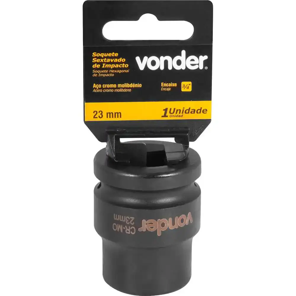 Soquete Sextavado de Impacto Encaixe 3/4 polegada 23Mm Cromado VONDER — fotografia 4