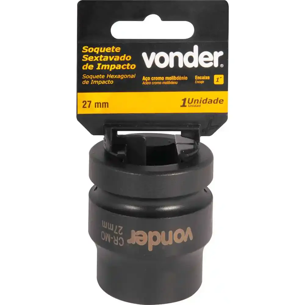 Soquete Sextavado Impacto Encaixe 1 polegada 27MM Cromado VONDER — fotografia 3