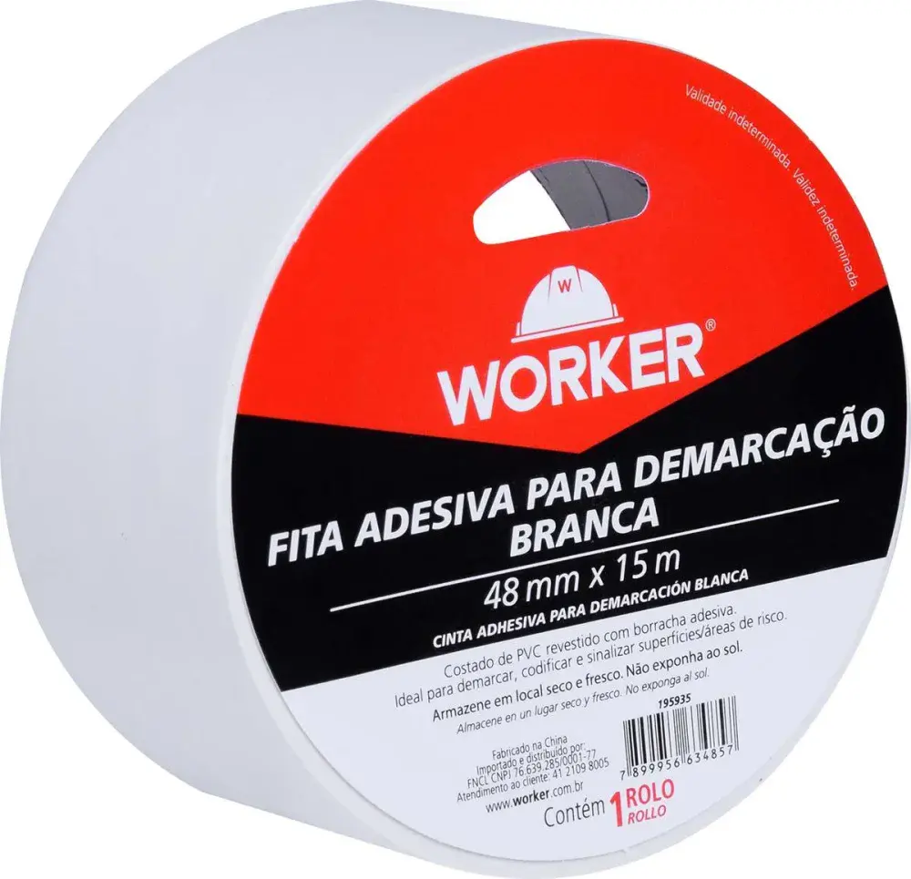 Fita adesiva para demarcação 48MMX15M branca Worker — fotografia de referência