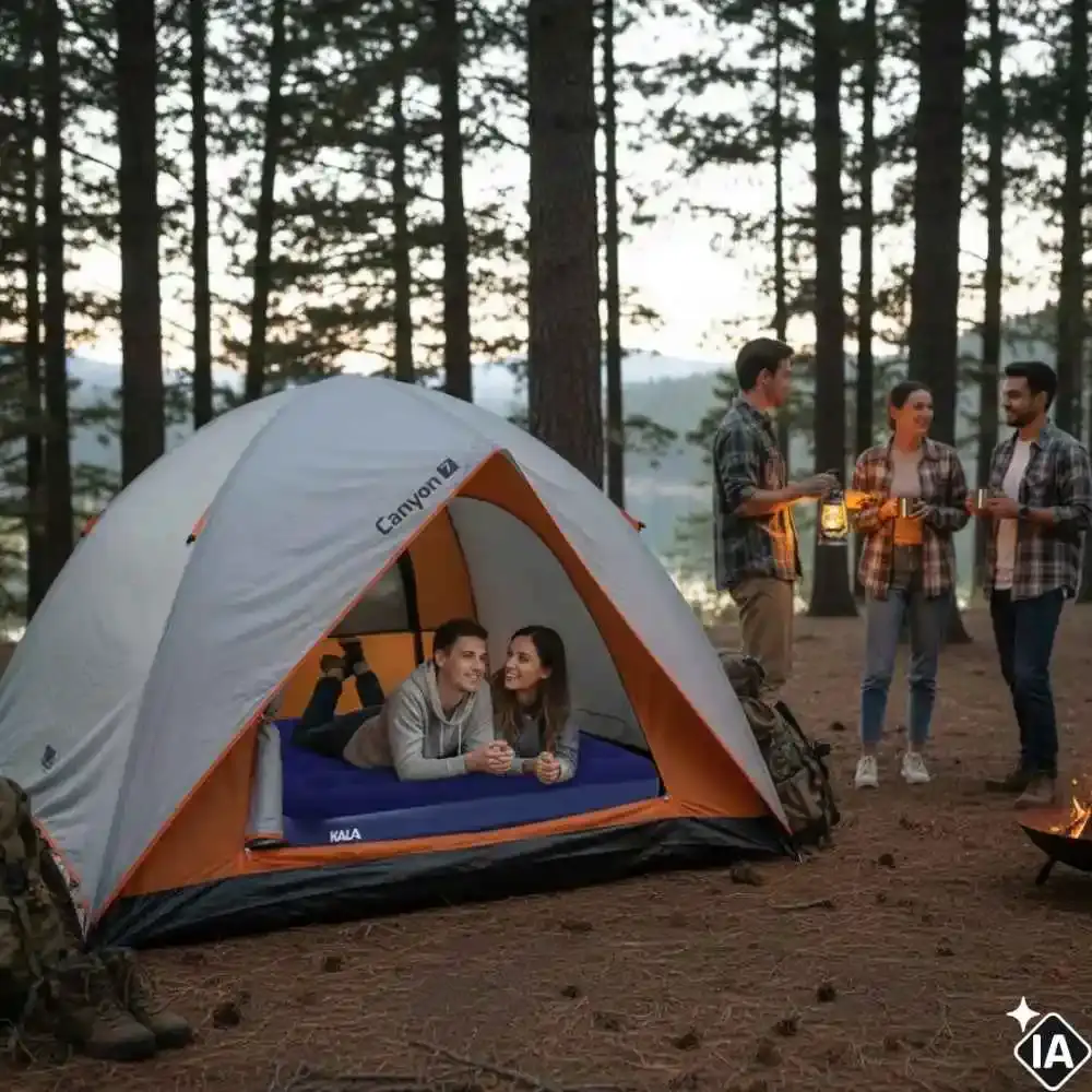 Barraca para camping 7 pessoas canyon com colchão inflável de casal Kala — fotografia 8