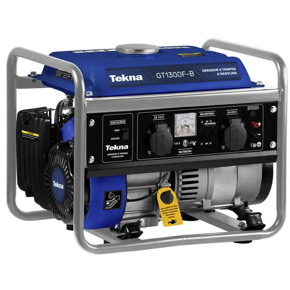 Gerador de energia à gasolina 1,25KVA 4T 1250W 3,0 HP 98CC bivolt com AVR GT1300F-B Tekna — fotografia de referência