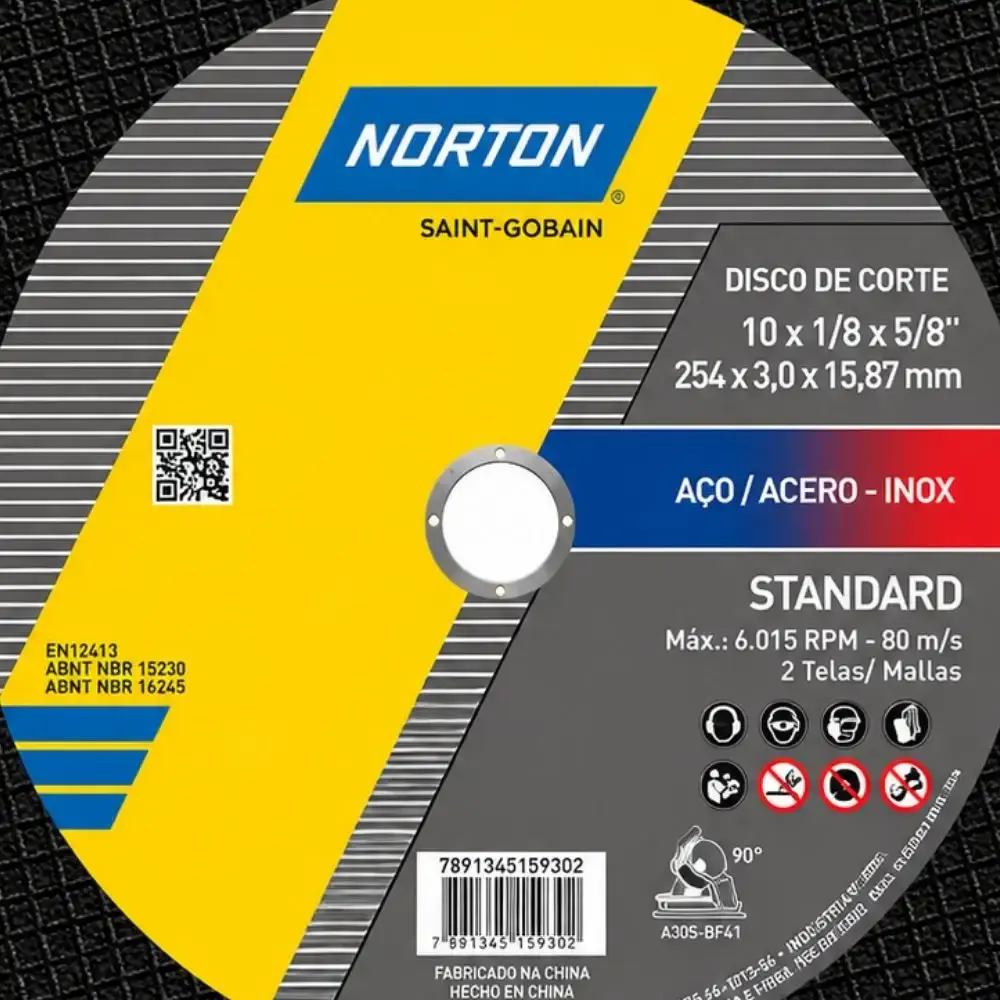 Disco de corte standard para inox 254X3X15,8MM Norton — fotografia 4