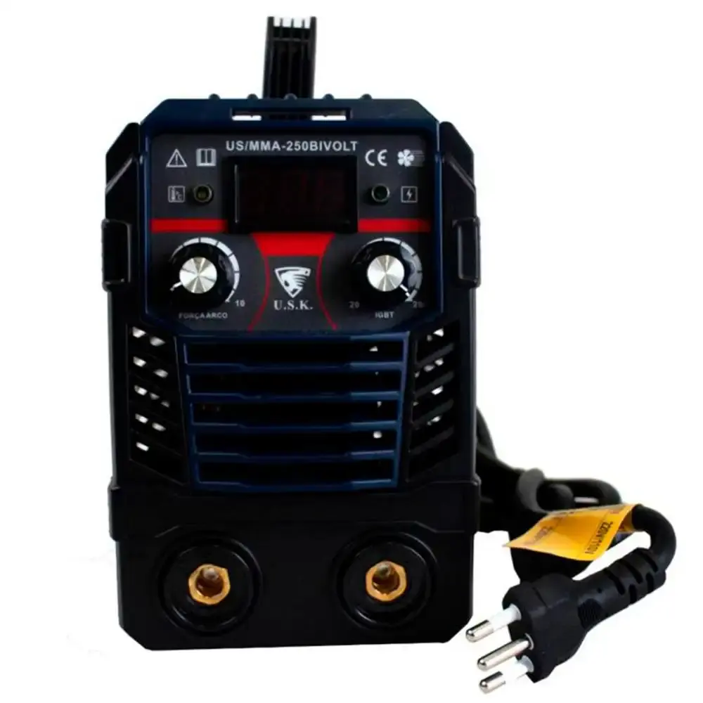 Kit máquina de solda inversora MMA-250 painel digital bivolt 110/220V + máscara de solda automática USK — fotografia 3