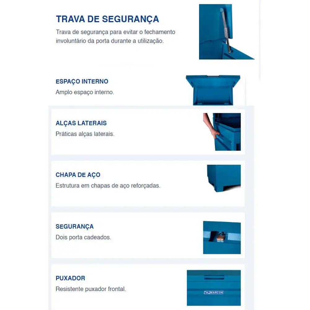 Caixa de Ferramentas Baú Multiuso 54 x 43 x 91 cm MARCON — fotografia 5